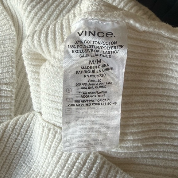 Vince Cream Ribbed Crew Neck Sweater - Picture 3 of 3